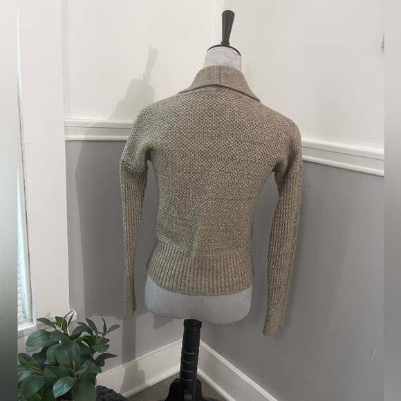 Loft Wool Taupe Metallic Zip Sweater Cardigan - Picture 4 of 9